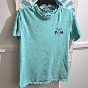 Turquoise womens RN nurse t shirt size small (fits like medium) - oversized